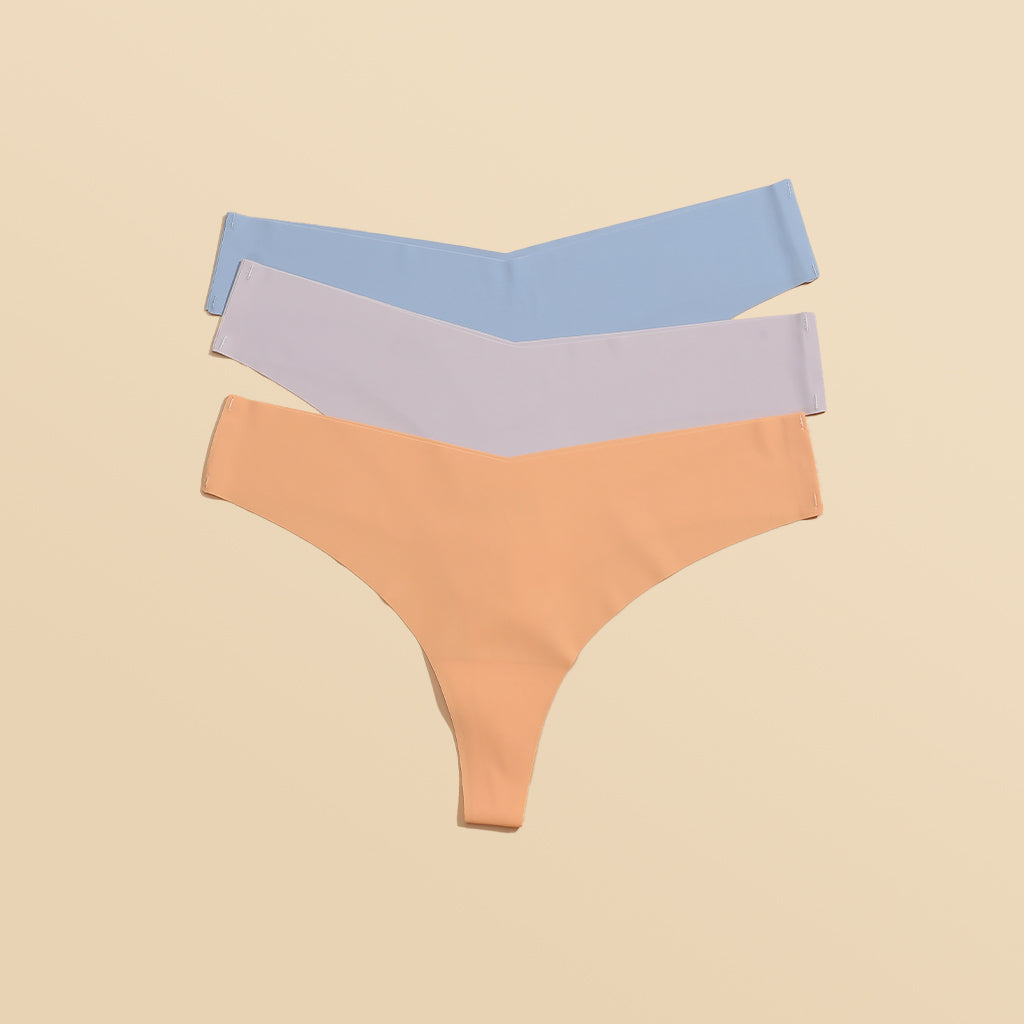 3 Pack Seamless Panties - Cheeky Low Rise Thong New Color
