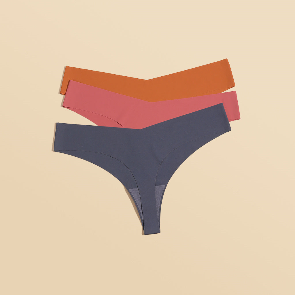 Sharicca Women Seamless Cheeky Underwear Panty Low Rise Thong Set of 3