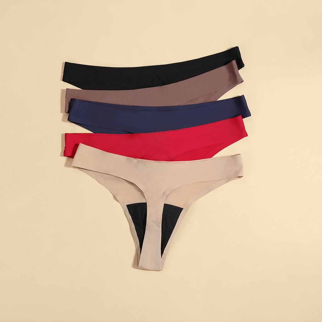 5 Pack Seamless Period Panties Thong - Light Flow